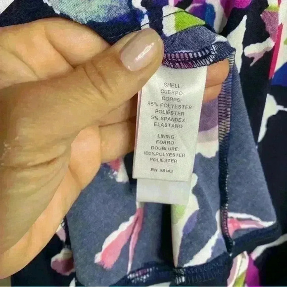 Wisp Stitch Fix Navy Floral Fit/Flare business/casual wash&wear comfy-size 10p - Picture 8 of 8